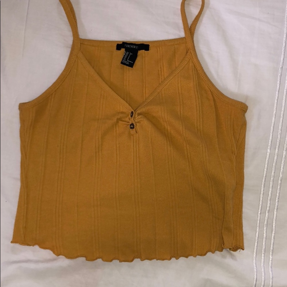 Mustard Color Cropped Tank Top